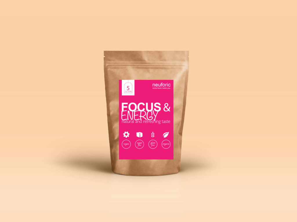 A pink and brown package design